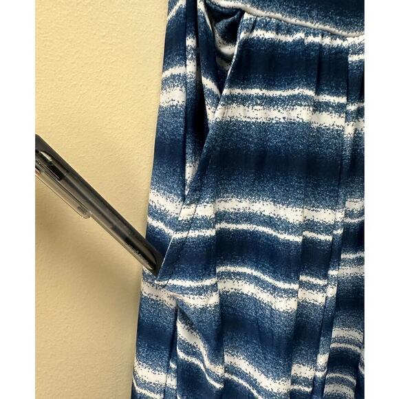 Vacation Euro Summer Blue White Ombre V-Neck Sleeveless Wrap Maxi Dress Size M - Picture 6 of 11
